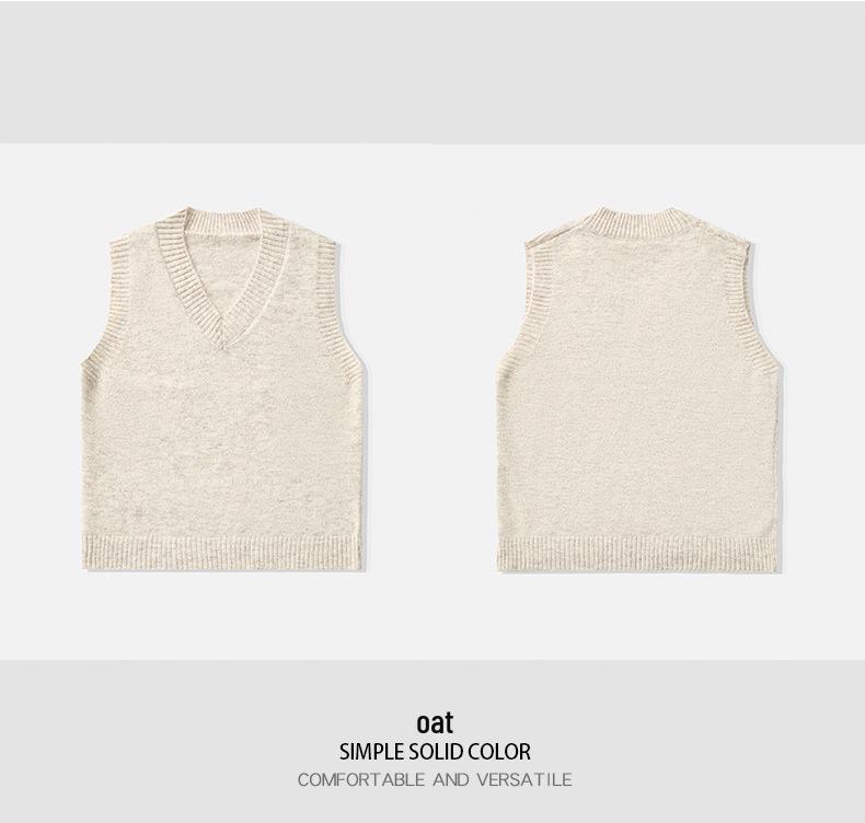 Men's Wool Blend Sleeveless V-Neck Knit Vest - Loose, Warm Base Layer for Autumn/Winter