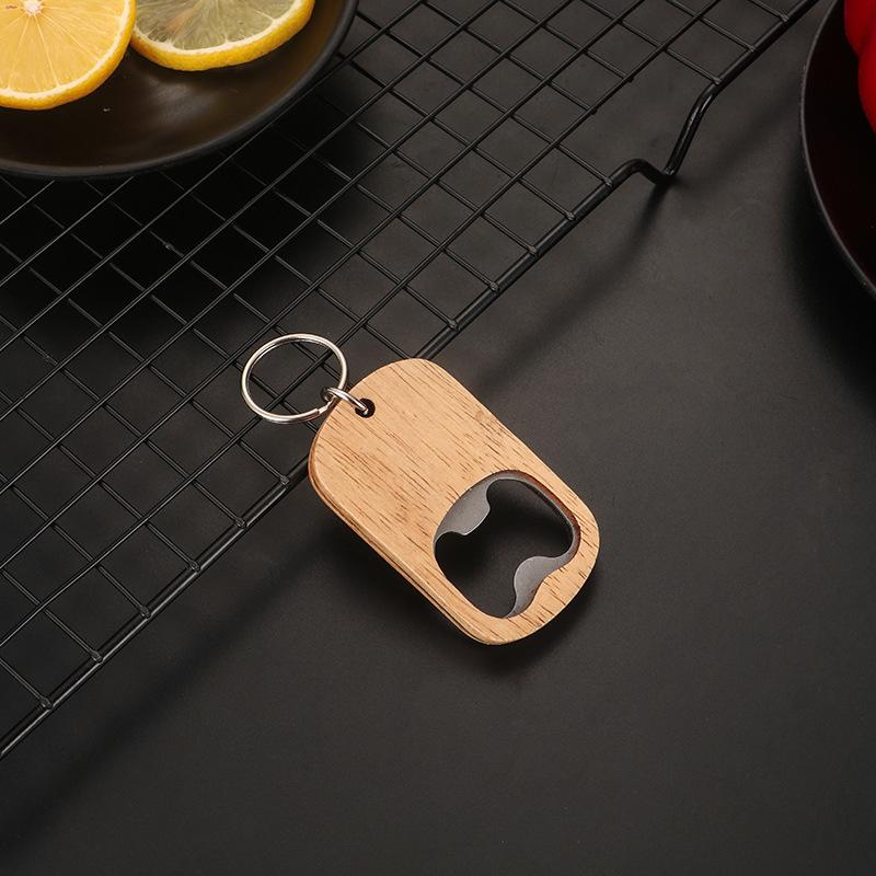 Bottle Opener Pendants Red Wine Wood Bar Key Chains Rings Portable Holder Creative Alloy Beer Gift Accessories