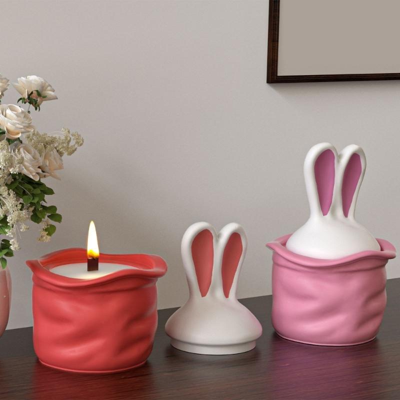 Creative Rabbits Shape Silicone Mould Easy Demold for Making Jewelry Boxes Home Decoration Items