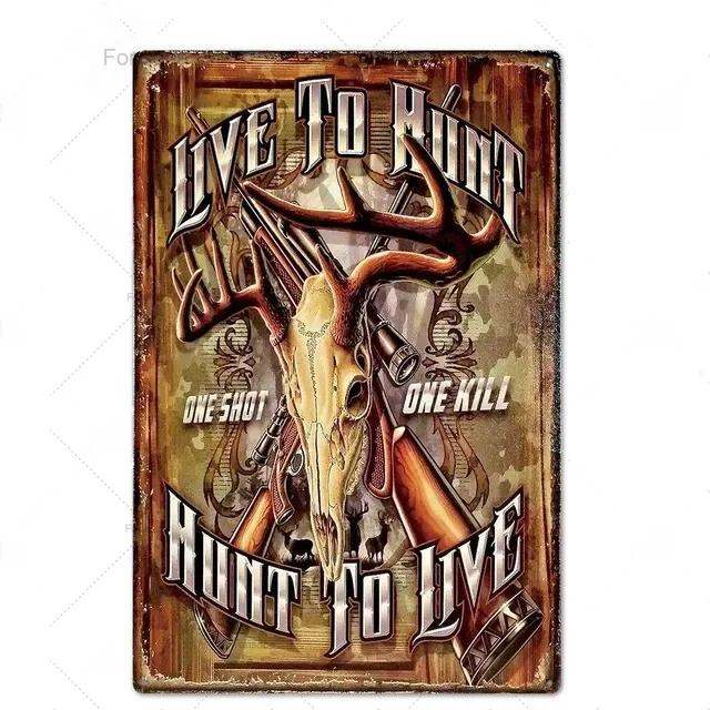 Hunting Tin Sign Plaque Metal Vintage Retro Metal Sign Wall Decor for Man Cave Gun Shop Decorative Metal Plate Hunter Gift