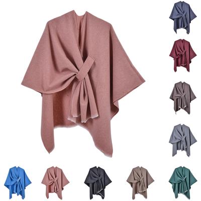 Ladies' Fashionable Warm Cloak, Double-sided Color Slit, Imitation Cashmere, Draped Over Shawl