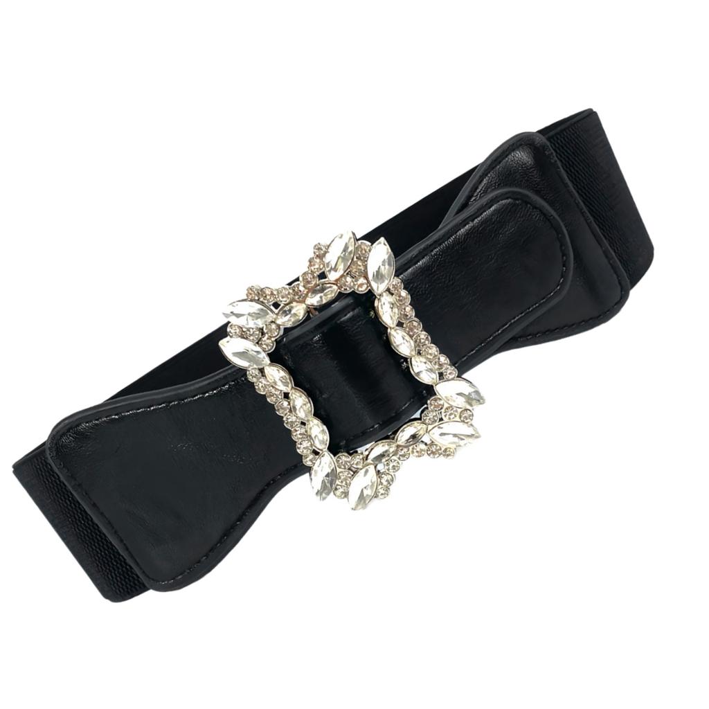 Sparkly Wide Waist Belt Rhinestones Buckle for Hot Girl Glitter Corset Trendy Underbust Waist Chain Belt Disco Party