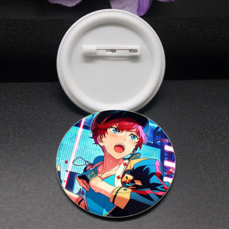 32/44/58mm Ensemble Stars Handgemachte Anstecknadel Rund Cartoon Lustig Einrastbare Broschen für Rucksack-Zubehör Anime Sammlerstück Abzeichen Hutdekoration