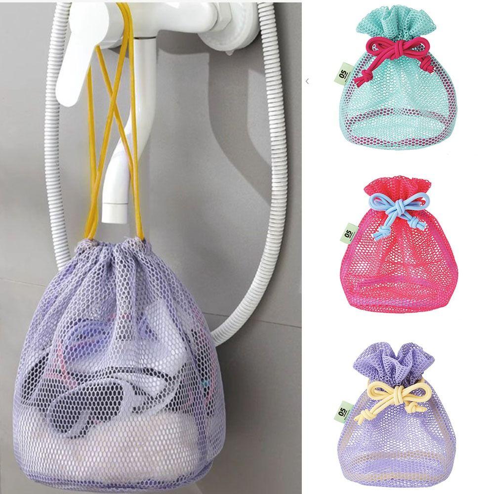 Reusable Mesh Drawstring Bag Ultra Light Travel Toiletry Bag Makeup Storage Bag Cosmetic Pouch