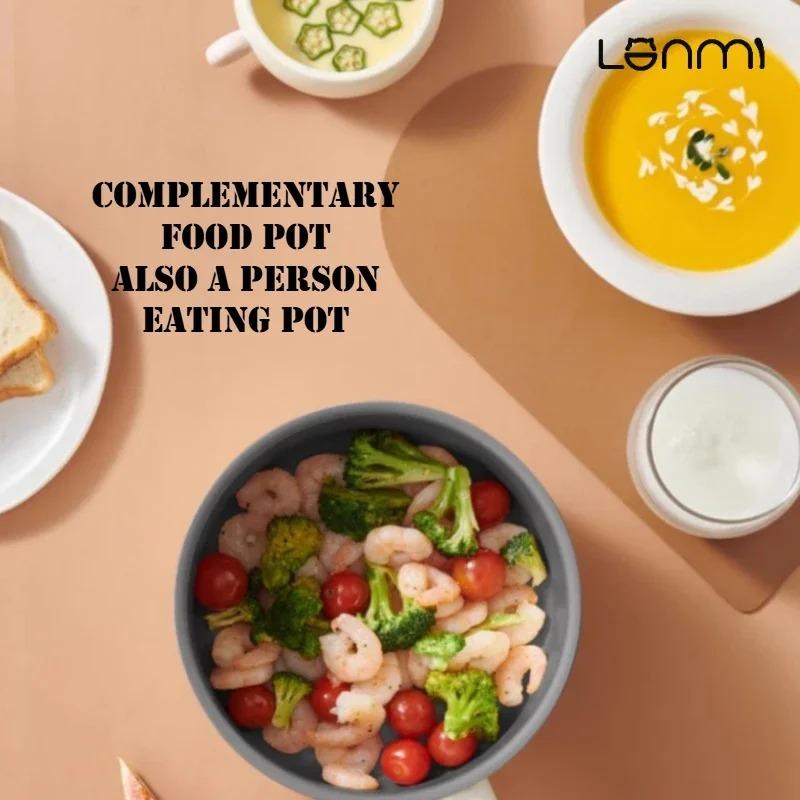 LANMI 18CM Milk Pot Non-stick Ceramic Coating Stock Pot Anti-overflow Baby Food Supplement Pots with Glass Lid Kitchen Cookware