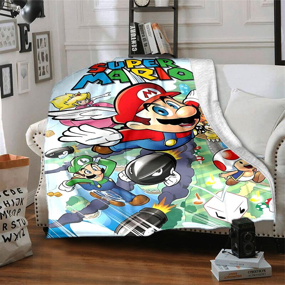 1pc Mario Adventure Soft Skin-Friendly Flannel with Digital Printing, Various Sizes Available for Family, Friends, Birthday082