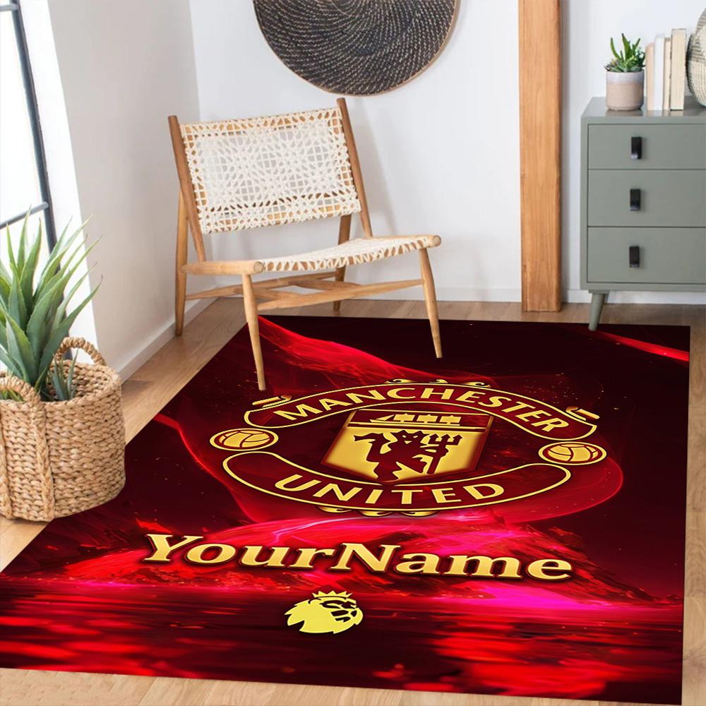 Manchester Personalized Name Floor Mat Design for Game Room Kitchen Outdoor Hallway Anti-slip Rug Office Home Decor Gift for Festivals