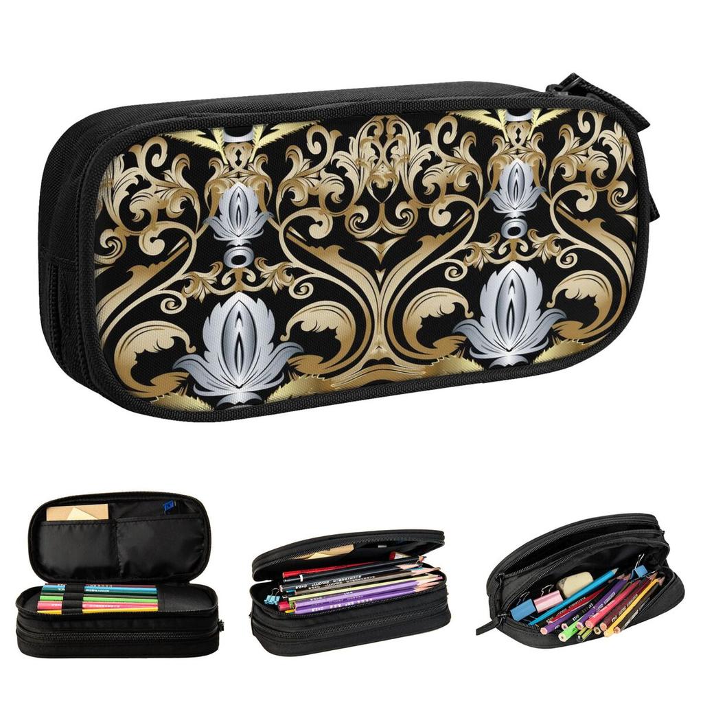 Elegance European Golden Baroque Pencil Cases Fashion Pen Box Bag Girl Boy Large Storage Students School Gifts Pencilcases