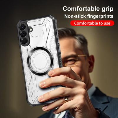 Transparente Magsafe Handyhülle für Samsung Galaxy A56 A36 A55 A35 A54 A15 A16 Luxus Panzer Magnetische PC+TPU Stoßfeste Rückseite