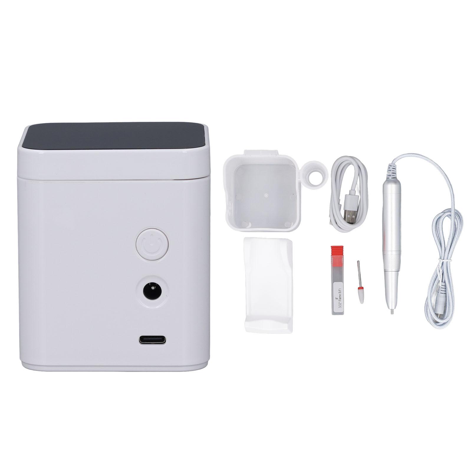 

2 in 1 Nail Drill Machine Portable Nail Drill Kit 0-35000rpm Low Noise Electric Nail File Machine wi White