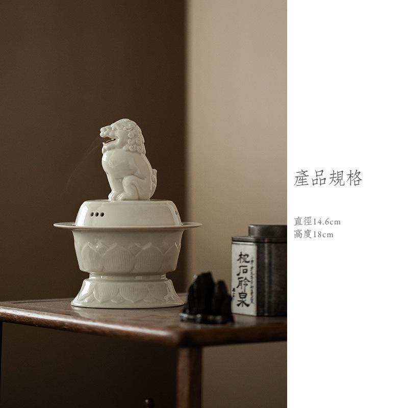 Ding Kiln Ceramic Lion Large Incense Holder Mist Smoking Steamers Incense Burners Aromatherapy Censer Tea Ceremony Ornaments