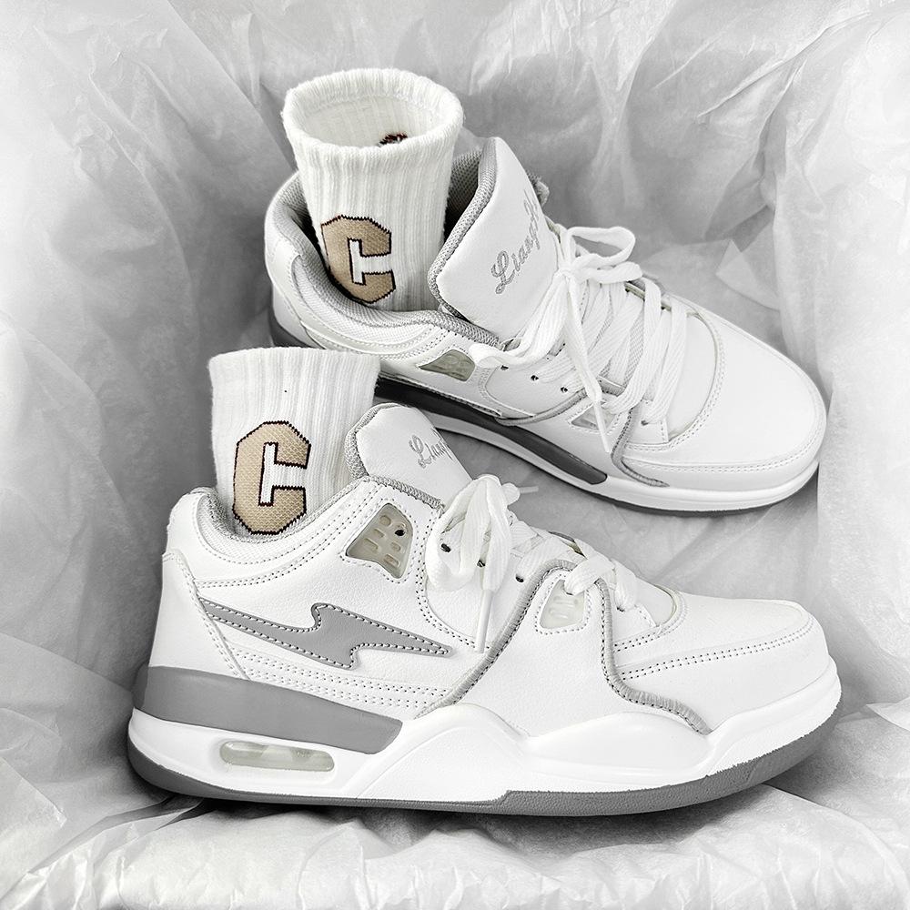 Air cushion basketball shoes children's spring new versatile ins trend star shoes white sports board shoes men