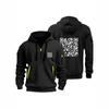 Mens Hooded Sweatshirt With QR Code Print Slim Fit Cotton Blend Pullover Casual Winter Wear