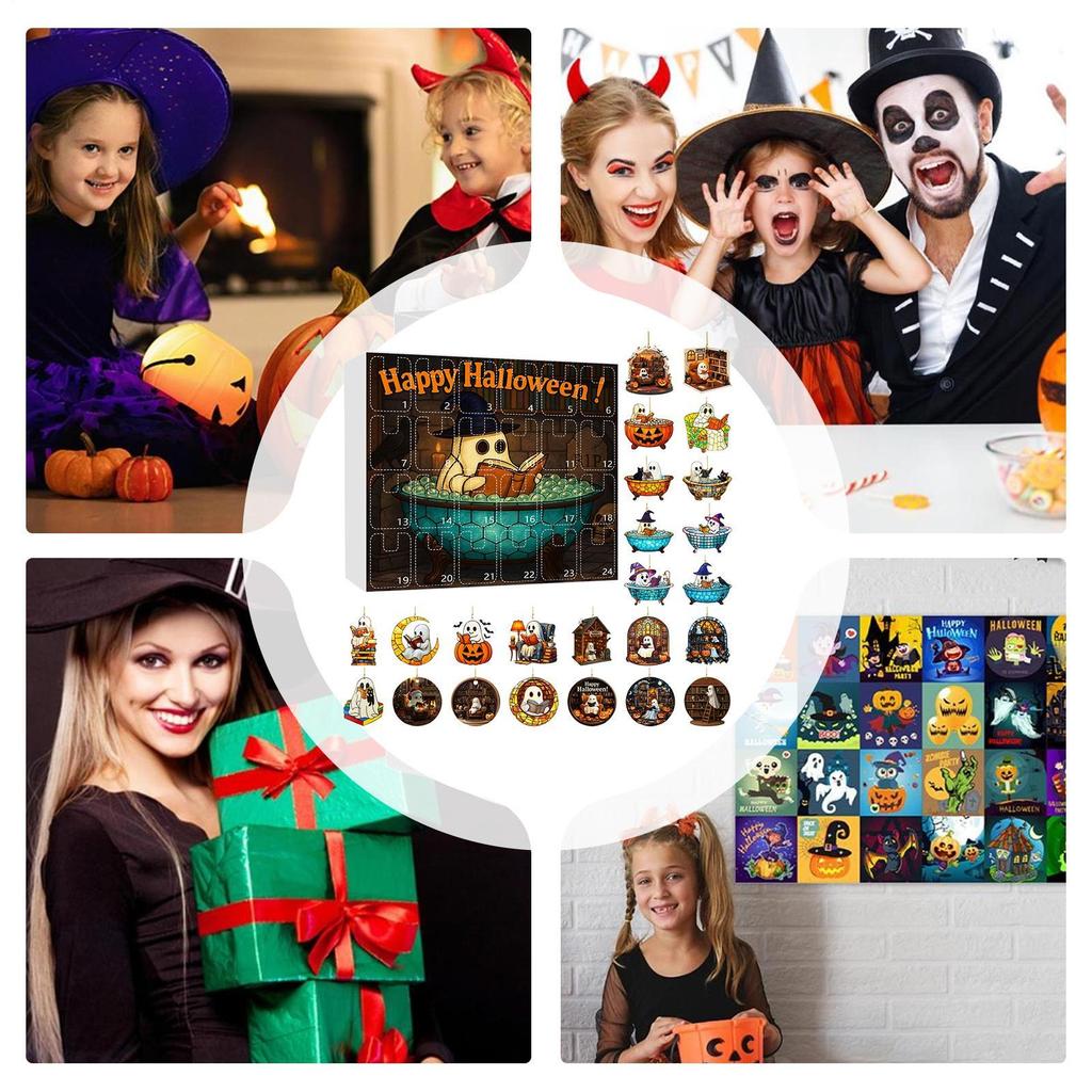 Halloween Countdown 24 Day Reading Ghost Countdown Calendar 2D Acrylic Halloween Decorations For Indoor Display Tree Haunted