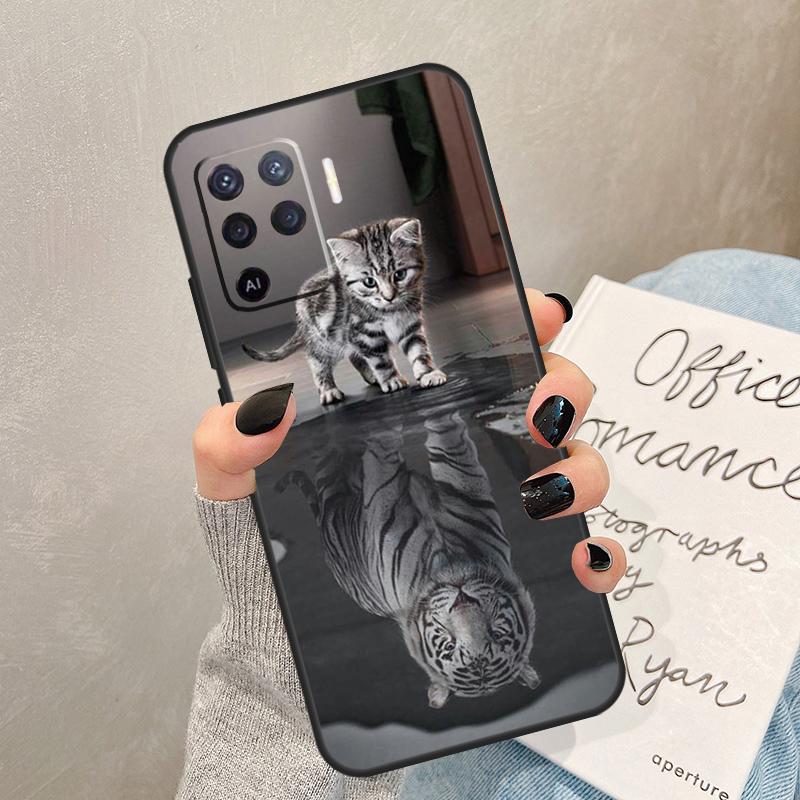 Animal Big Cat Kitten Tiger Case For Oppo A40 A60 A80 A78 A38 A18 A98 A58 A96 A76 A16 A94 A74 A54 A15 A17 A57 A77 A5 Pro