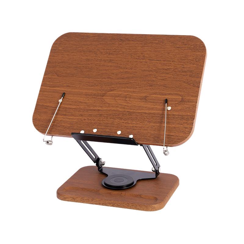 Wood Grain Folding Desktop Reading Stand for Books and Tablets