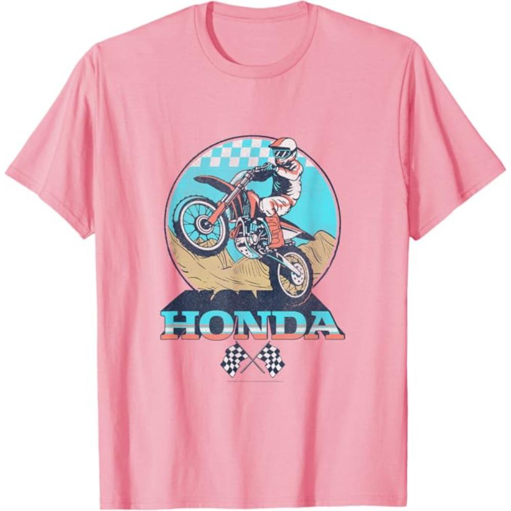 Honda Mens and Womens Tshirt Powersports Vintage Tee Summer New Riding Offroad Shortsleeved Spring Motorcycle Racing Top
