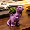 Cute Animal Planter 3D Printed Dinosaur Planter, Decorative Flower Pot, Tyrannosaurus Rex Creative Home Decor Plant Pot for Succulents Cacti