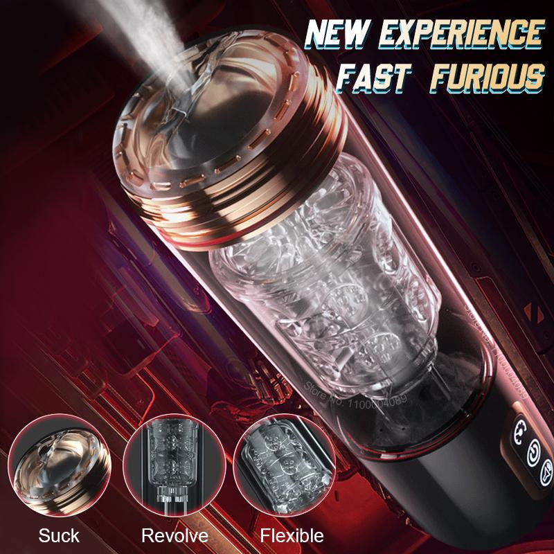 2025 Automatic Sucking Telescopic Rotating Masturbation Cup Male Sex Toys 5D Sensual Big Granules Real Vagina Pocket Oral Sex Adult 18+