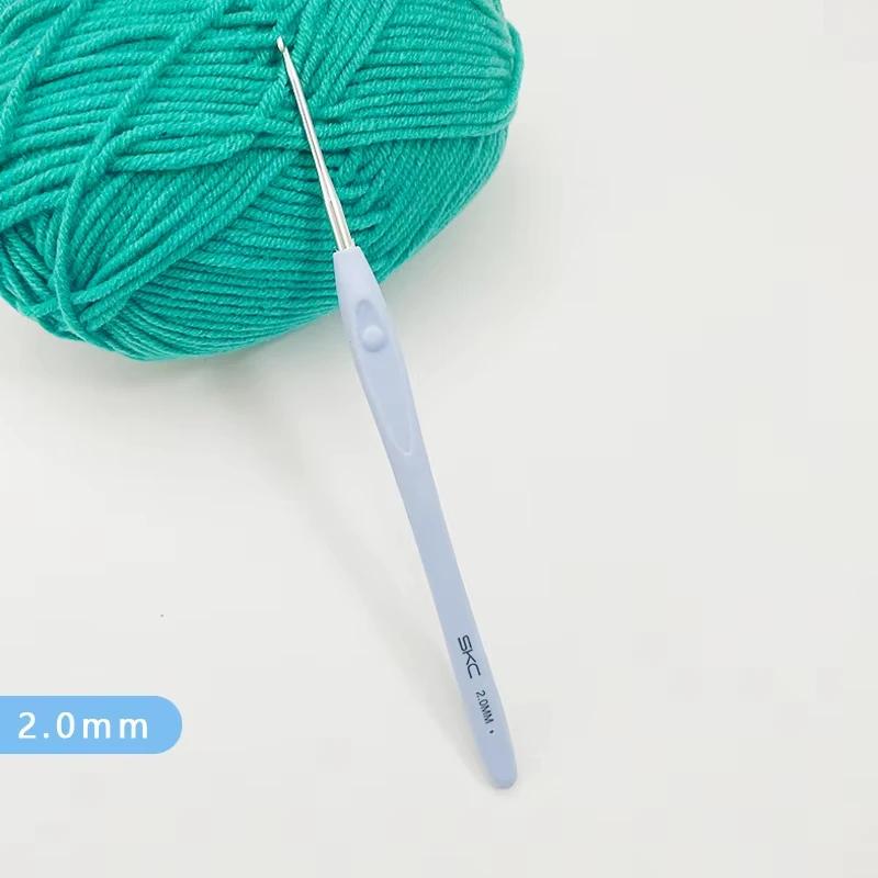 1pc 1.5-6mm Blue Crochet Hook Soft Plastic Handle Aluminum Knitting Needle for Women Adults Kids Children Beginners