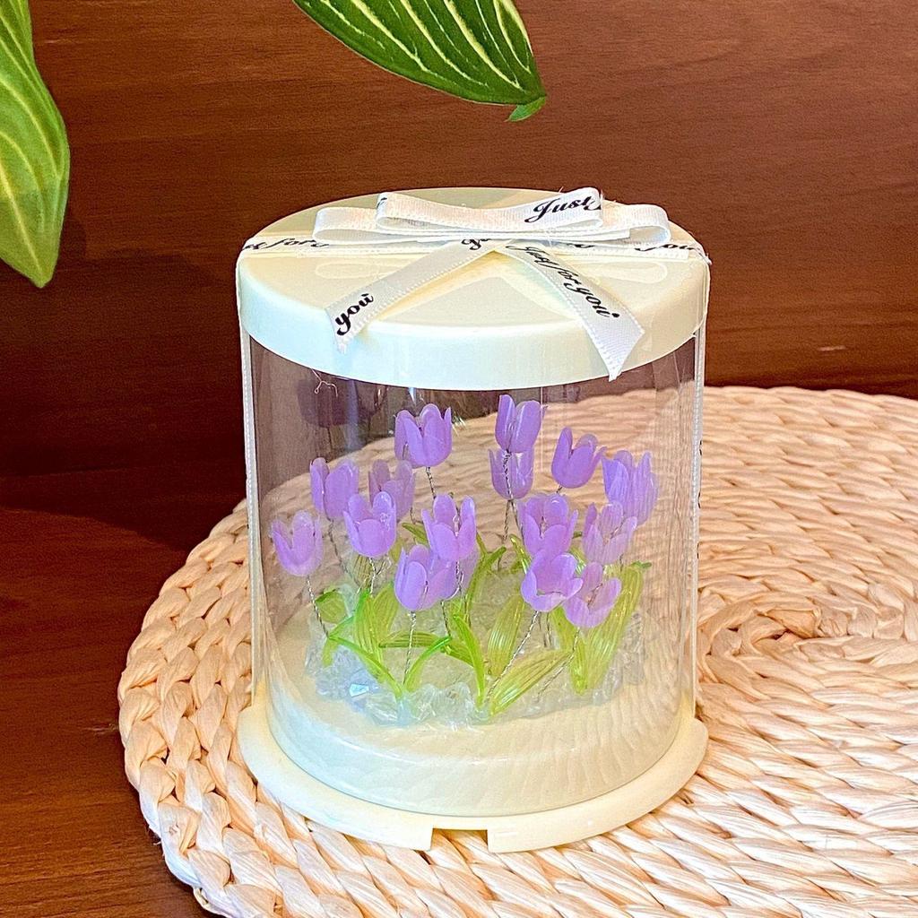 Tulip Flower Cake Box Night Light - DIY Handmade Birthday Gift for Girls & Friends