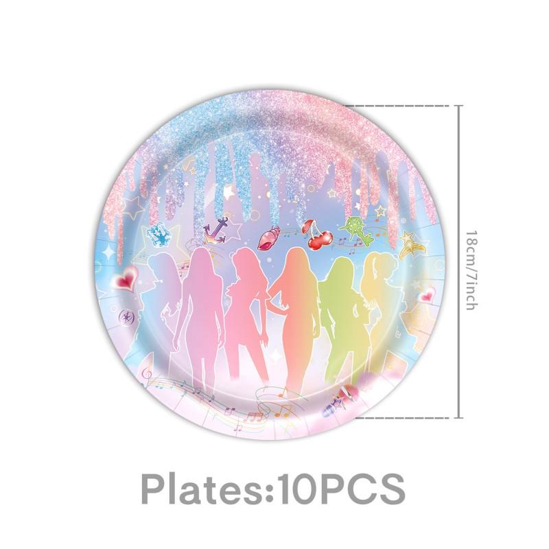 Kpop Girls Theme Party Decoration Birthday Party Banner Balloons Accessories Idol Girls Group Cake Plate Paper Cups Tableware