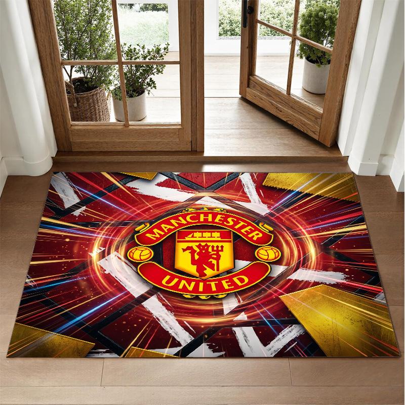 Manchester United Design Crystal Velvet Rug Soft Decorative Mat for Bedroom Entrance