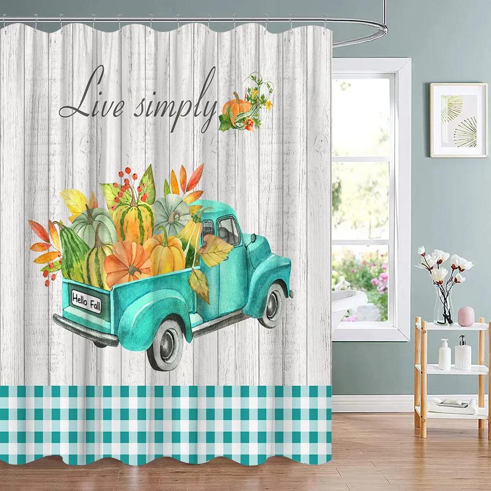 Sunflower Flower Bee Wood Grain Plant Scenery Bathroom Shower Curtain Cactus Butterfly Floral Landscape Bath Curtains With Hooks