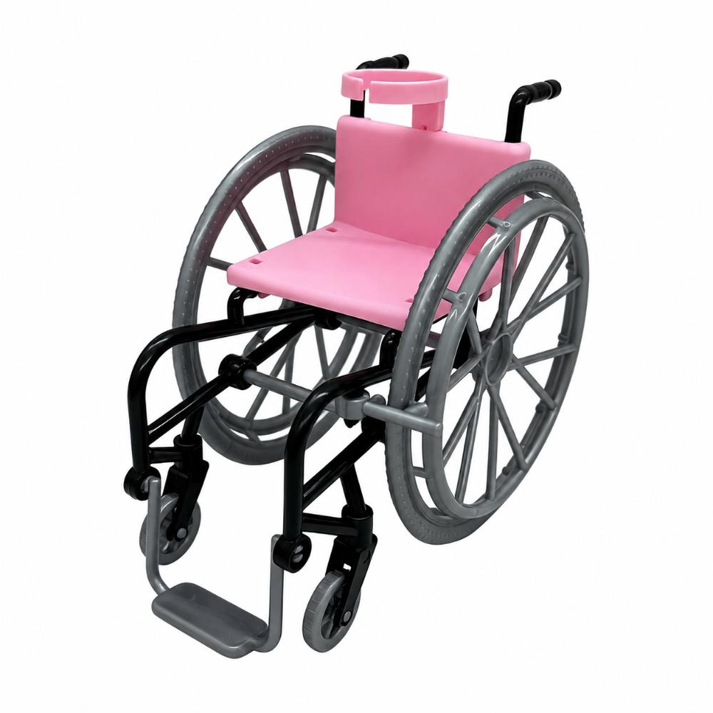 Safe Plastic Material Miniature Wheelchair Toy Simulation Wheelchair Model  For Dolls розовый