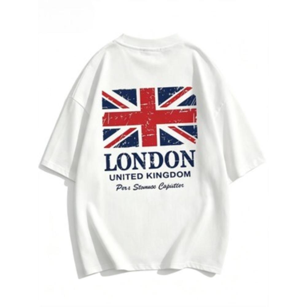 2026 Unisexs London Union Jack Print Tshirt Summer Casual Shortsleeve Tshirt