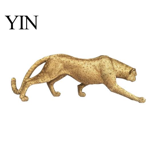 Büro-Desktop-Dekoration Goldene Leopard-Figur Modell, Lebendige Statue, Hockende Lauffigur, Harz-Dekorationsornament für TV-Ständer Eingangsbereich