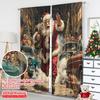 2pcs 2D flat printing Christmas Scene Curtain Santa Claus Car Durable 100% Polyester Fabric Without Electricity Family Party