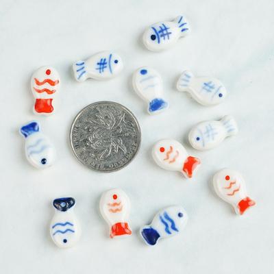 Fun Ceramic Loose Beads Hand-painted Japanese Fish Double-sided Handmade DIY Earrings Bracelet Necklace Jewelry Accessories Materials