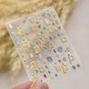 Cherry Blossom Pink Flower Sakura Spring 5D Nail Art Sticker Gold Stamping Soft Adhesive Relief Adhesive Chic Manicure Decals
