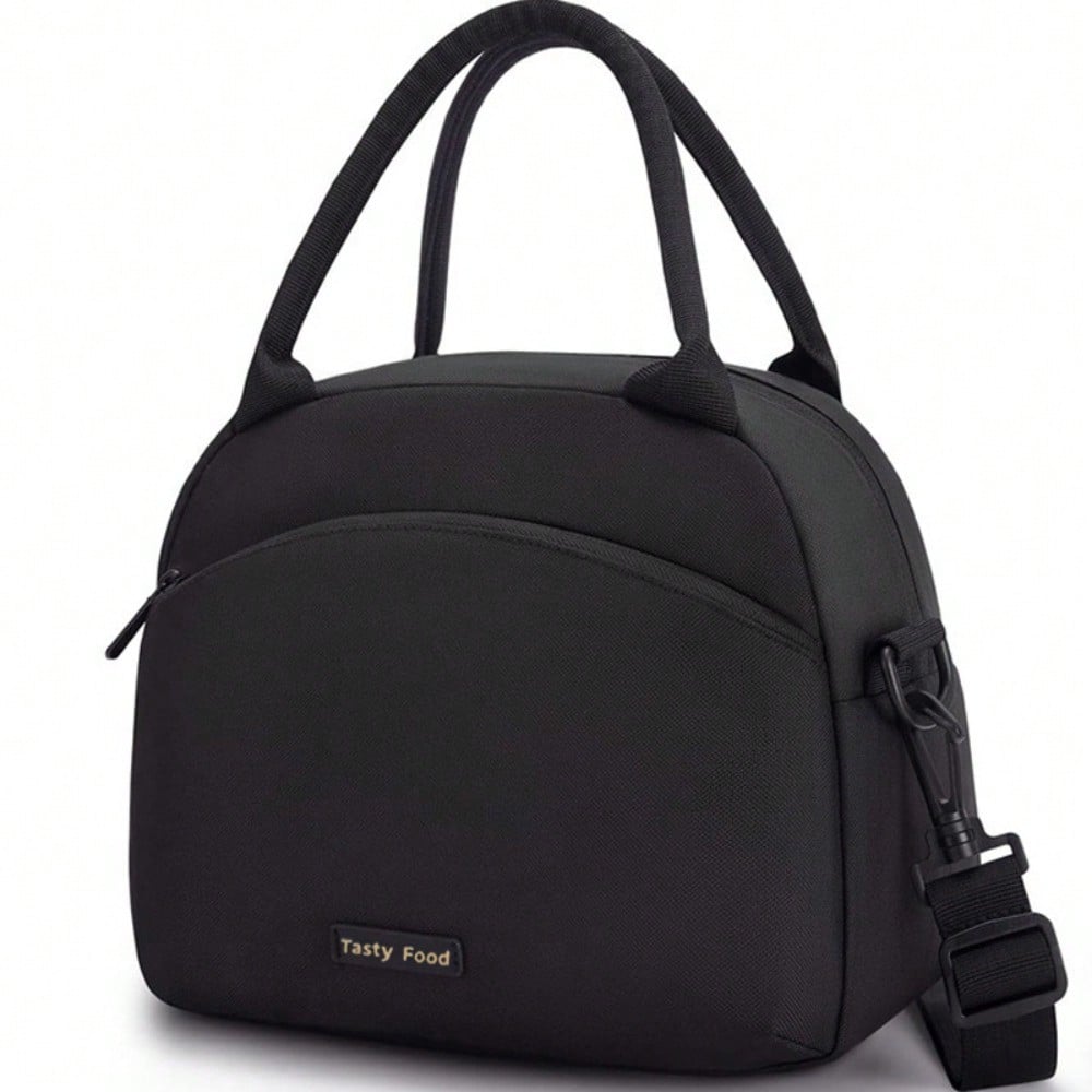 Sac isotherme pour boîte à lunch à bandoulière oblique Grande capacité Sac isotherme multifonctionnel Sac à lunch portable Sac à bento noir