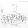Thickened Stainless Steel Sock and Multi-Clip Drying Rack with 36 Clips – Multi-Functional Clothes Rack
