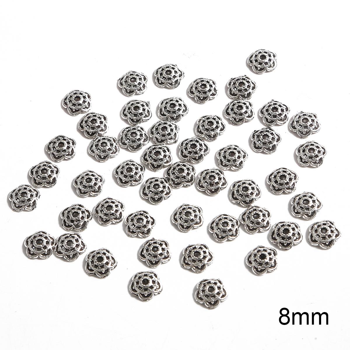 

50 шт металлические полые цветочные бусины, колпачки, коннекторы для изготовления ювелирных изделий своими руками 11 серебряный