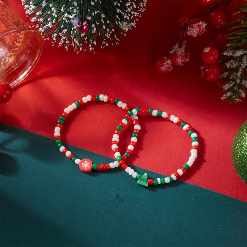 Christmas Colorful Beads Multi Element Bracelets For Women Santa Claus Snowflake Tree Bracelet Party Jewelry