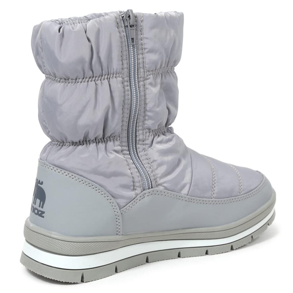 moz U Down Seitliche elastische Raffung bei der Kältegröße LL Damenstiefel, Reißverschluss, Öffnung, Wasserabweisend, Wetter, Rutschfeste Sohle, Grau,