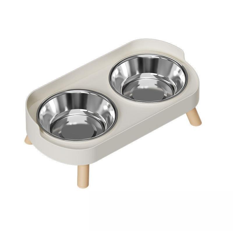 1pc Stainless Steel Double Bowl Cat and Dog Drinking and Eating Bowl, Sturdy, Durable and Splash Proof