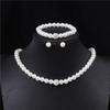 Fashion Pearl Necklace Set For Women - Bracelet And Earrings Set Wedding Jewelry Set For Brides.