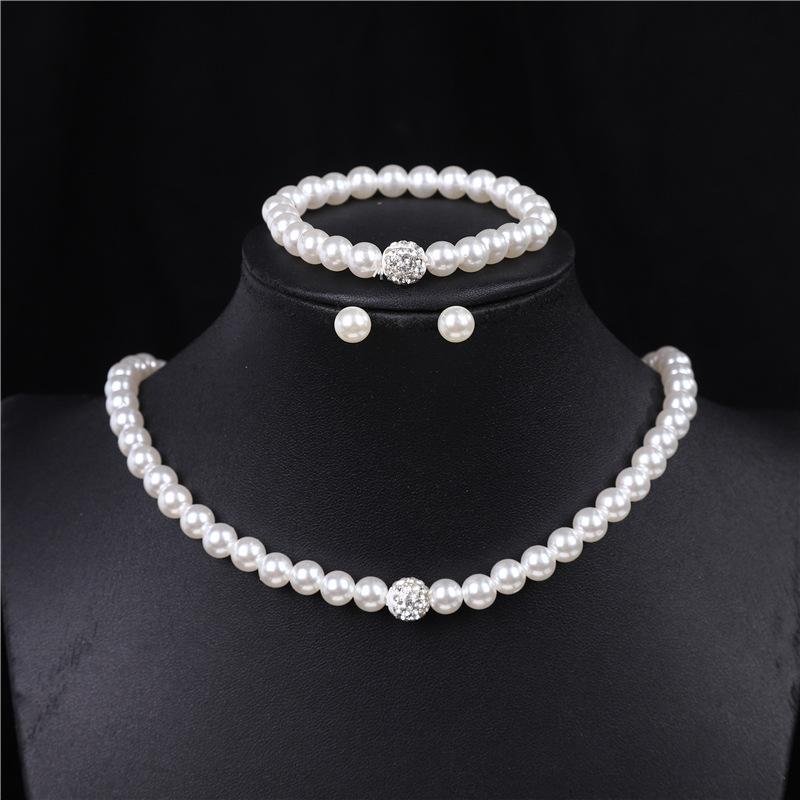Fashion Pearl Necklace Set For Women - Bracelet And Earrings Set Wedding Jewelry Set For Brides.