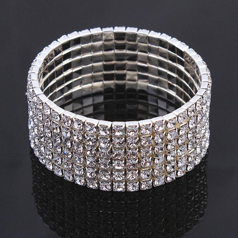 European Princess Style Rhinestone Bracelet - Elegant Elastic Hand Jewelry for Women
