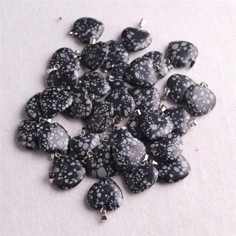 20mm Crystal Agate Heart Necklace Pendant - Natural Stone Jewelry Accessory