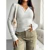 Women's 2024 Autumn and Winter Tops Y2K Temperament Slim V-neck Button Long-sleeved T-shirt