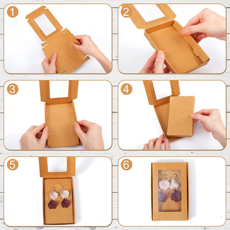 WTEMPO Clear Window Paper Necklace Bracelet Jewelry Packaging Boxes Foldable DIY Earring Keychain Gift Boxes Perfect for Birthday Wedding