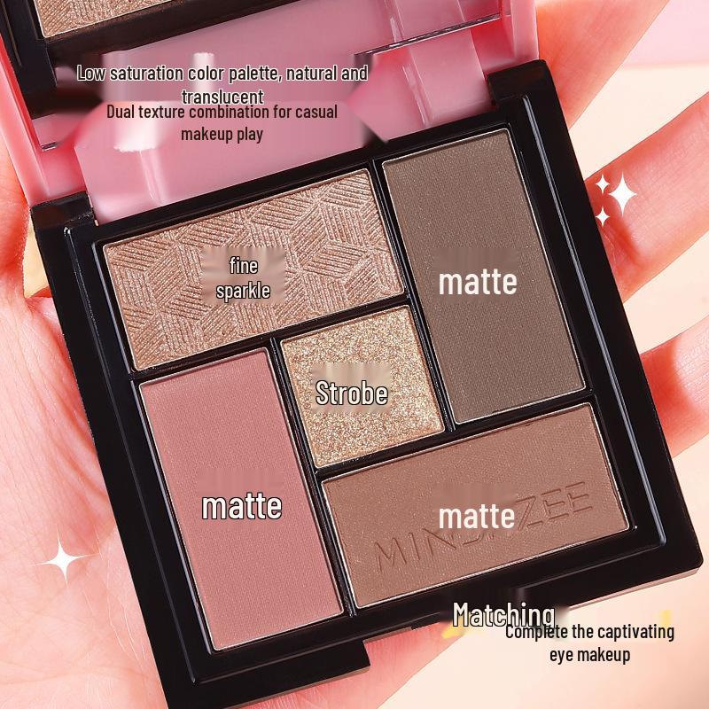 Mingxi Zhi Five-Color Matte & Pearlescent Earth Tones Eyeshadow Palette - Multi-use Contour Palette for Women