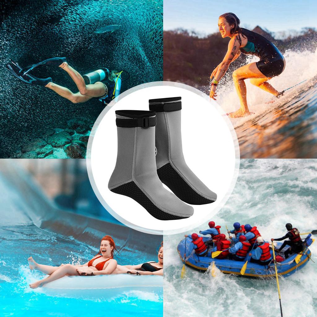 HISEA Snorkeling Socks Anti skid Anti cold for Swimming Diving 3MM Thickness(Grey XL)