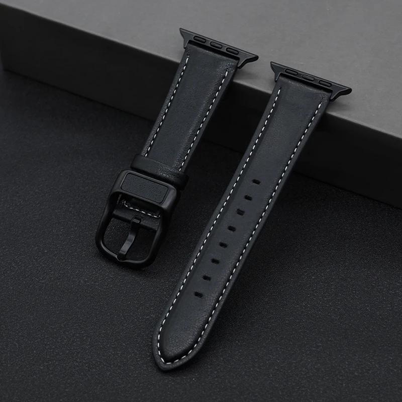 

PU Leather strap For Apple watch band 44mm 45mm 41mm 40mm 42mm 46mm correa bracelet iWatch series 4 5 6 SE 7 8 9 10 /2 49mm 2028 42 44 45 49mm(S10 46 чорний