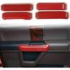 4PCS Interior Door Handles Shell Cover Trim Decor Red Carbon For Ford F150 15-20